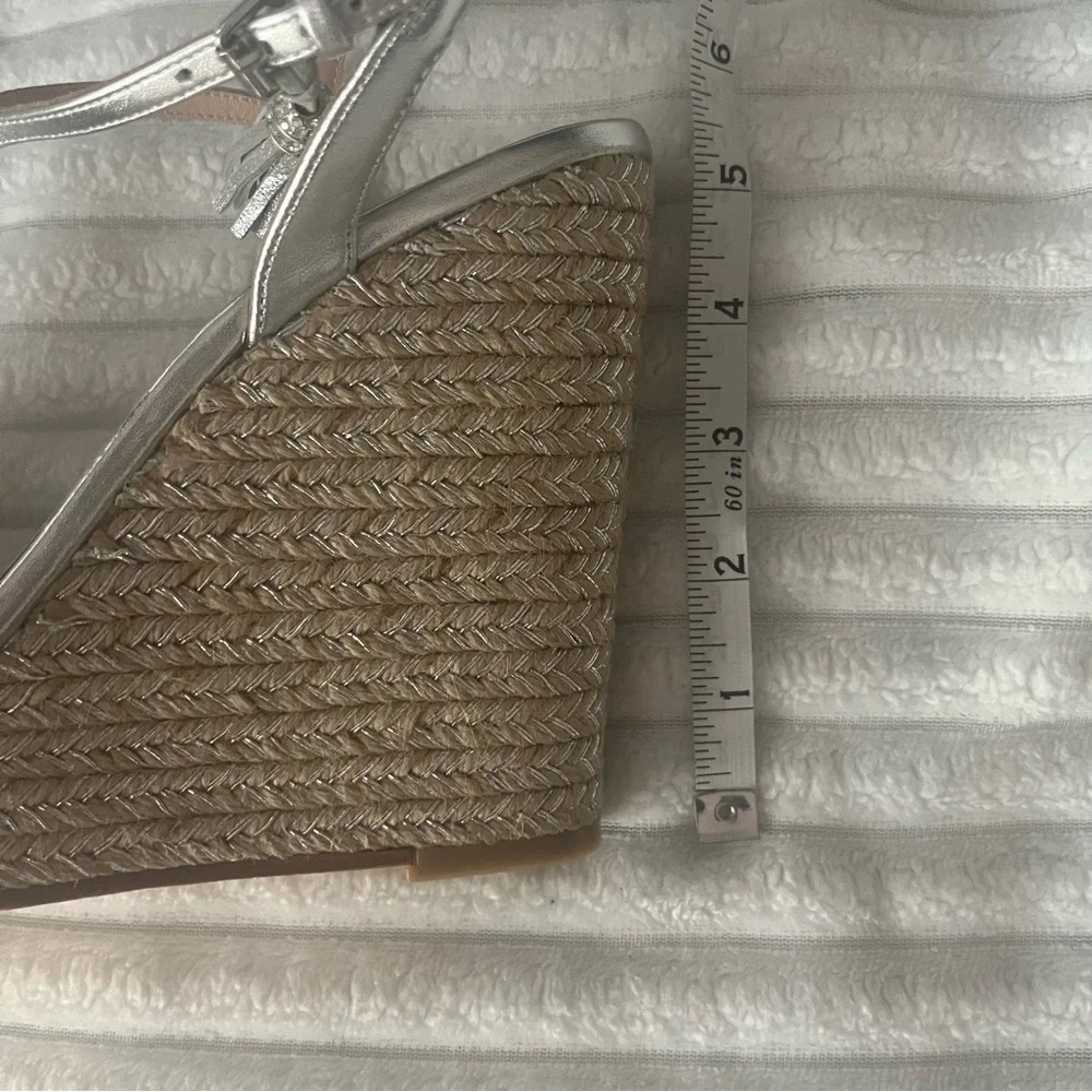 Badgley Mischka Silver Espadrille Wedges